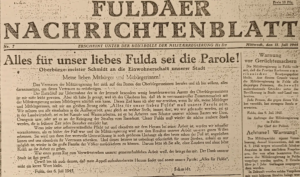 Fuldaer Nachrichtenblatt vom 11. Juli 1945.