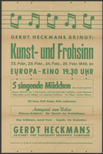 Ankündigung für ein Konzert im Europa-Kino in der Rabanusstraße.